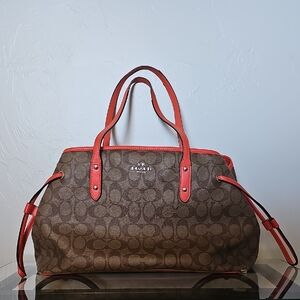 Coach Brown and Orange Shoulder Bag